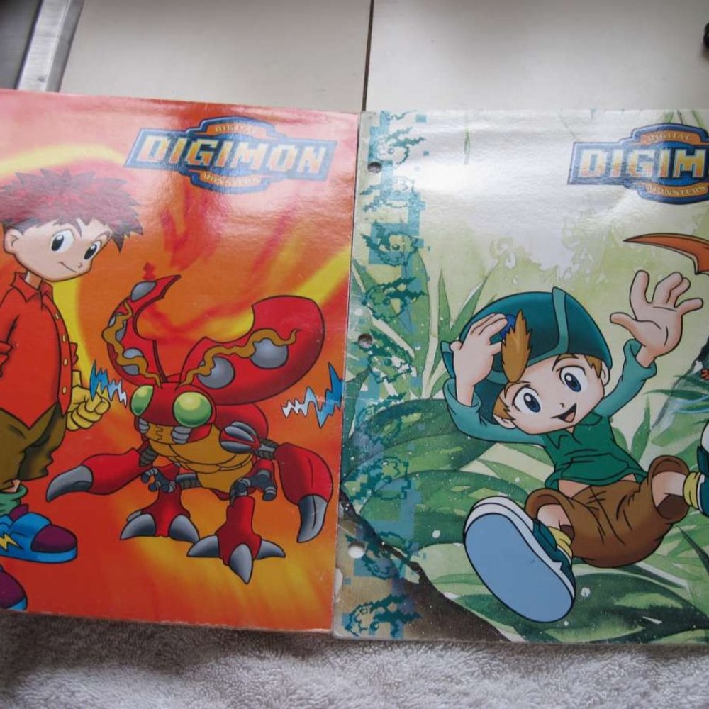 2 Digimon 3 Hole Folders Japanese Animation Anime School Digital Monsters 1999